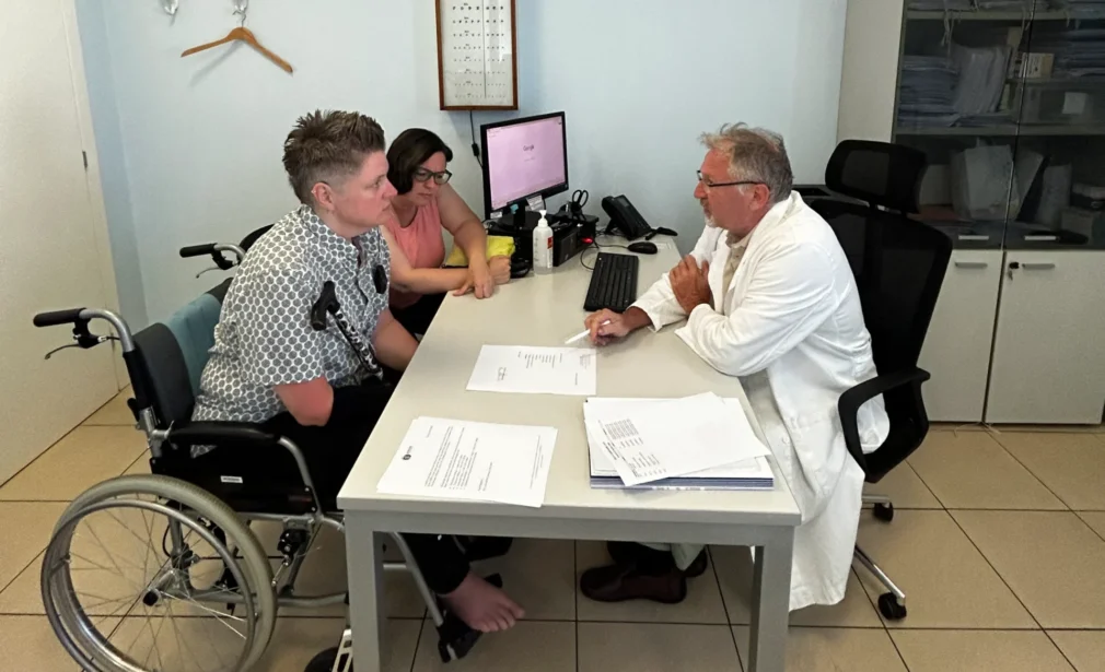 CRPS Patient during a Doctor's Appointment in Italy for during infusions in our doctor's room in Italy