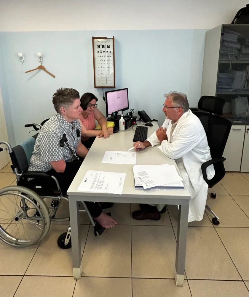 CRPS Patient during a Doctor's Appointment in Italy for during infusions in our doctor's room in Italy