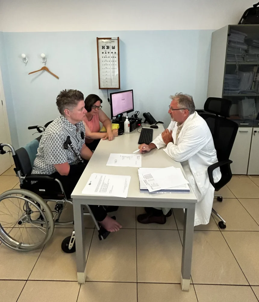 CRPS Patient during a Doctor's Appointment in Italy for during infusions in our doctor's room in Italy